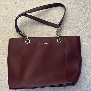 Calvin Klein Merlot and Silver Bag
